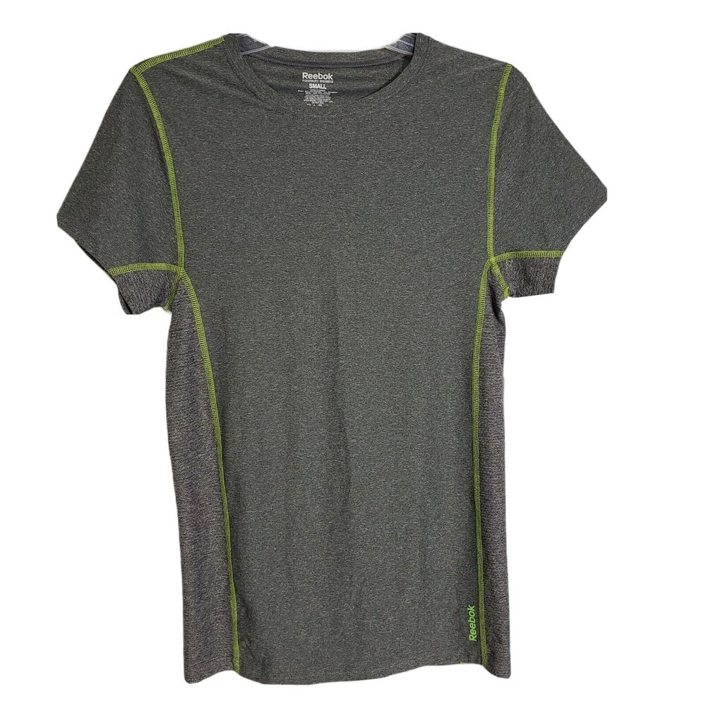 Reebok Performance Mens T Shirt Small Gray Crew Neck Pullover Tee Short Sleeve